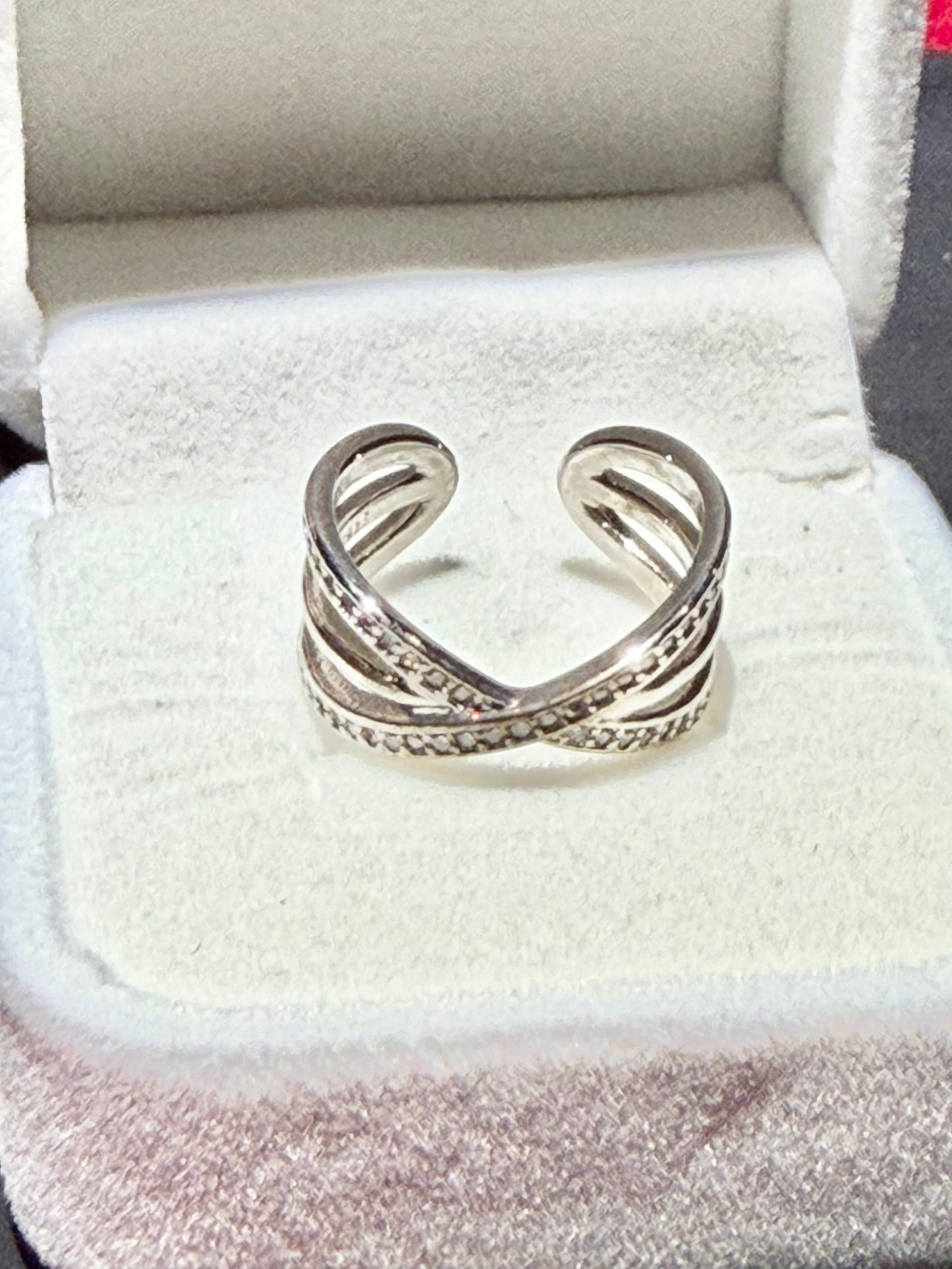 Anillo de Plata 925 con Zirconias, Ajustable