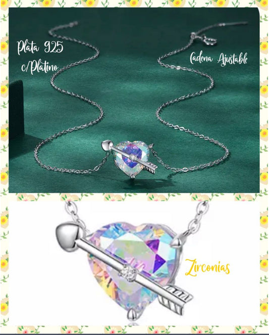 Collar de Plata 925 con Corazón de Cristal