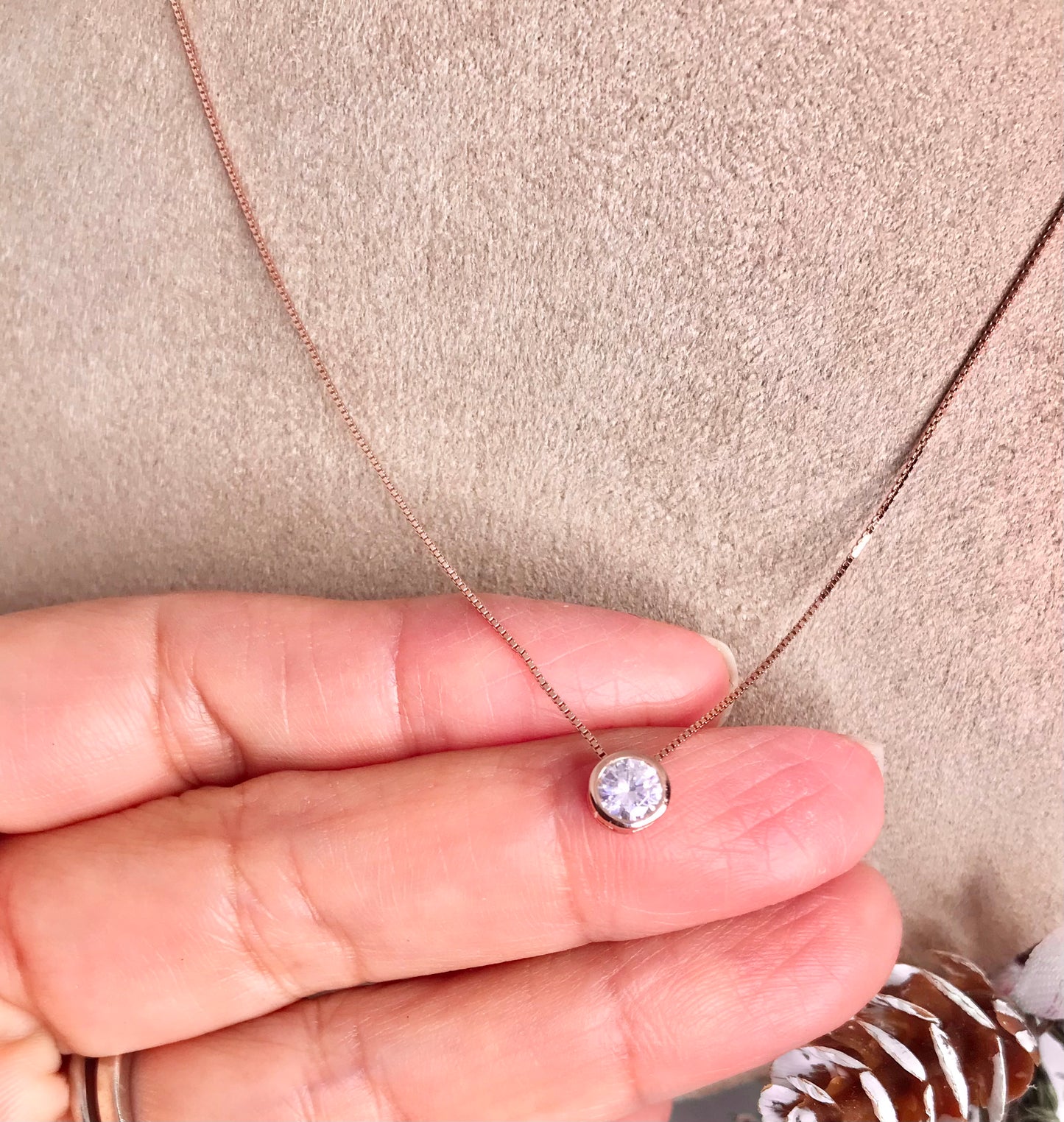 Cadena de Plata 925 bañada con Oro Rosa y Zirconia