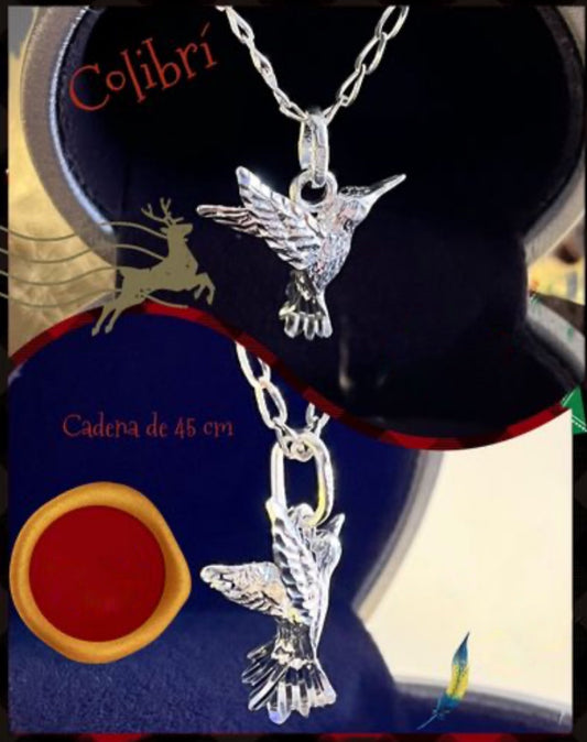 Dije de Colibrí con Cadena de Plata 925