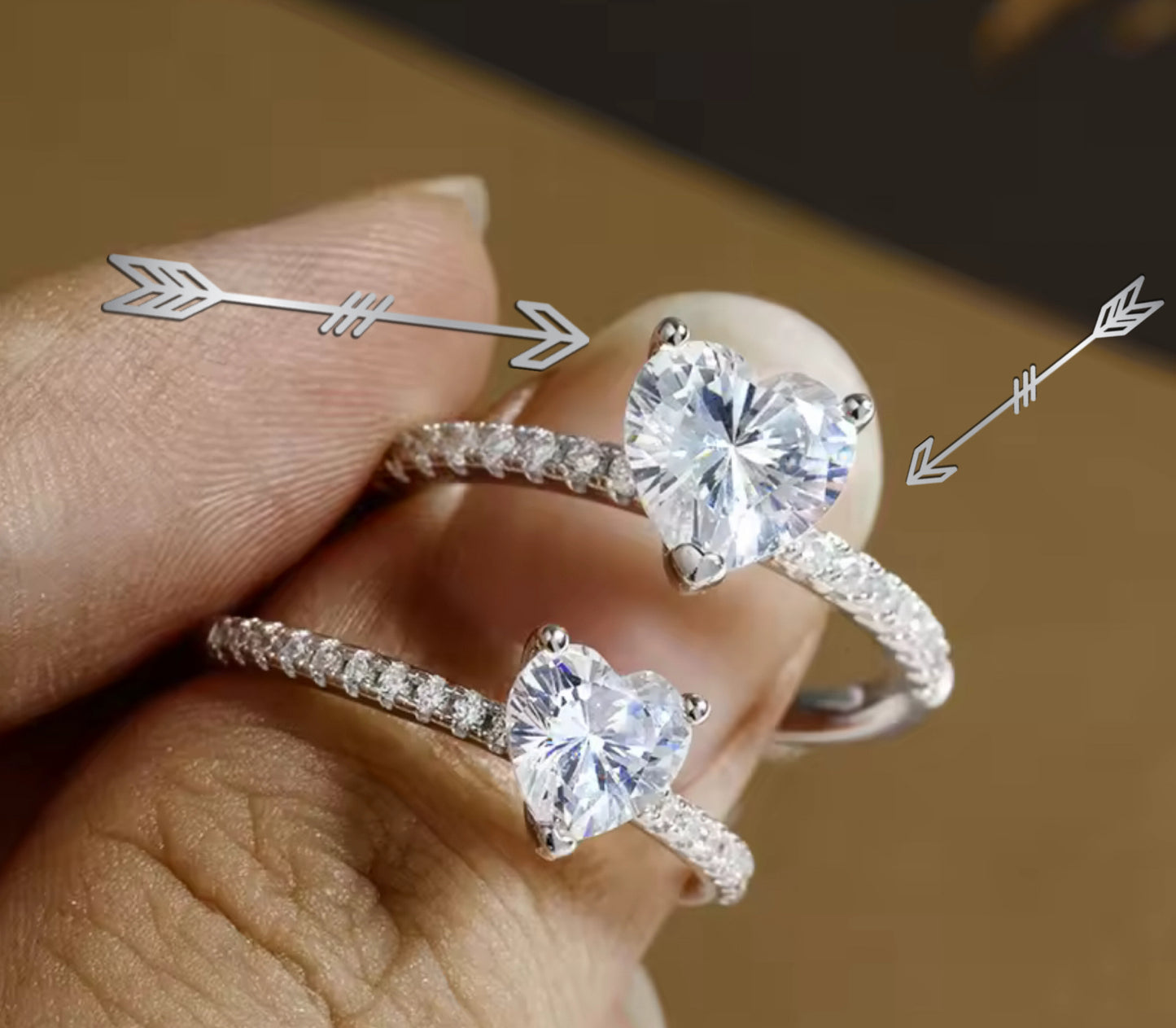 Anillo de Plata 925 con Zirconias modelo Corazón