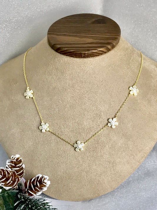 Collar de Plata 925 Bañado en Oro 14k con Zirconias