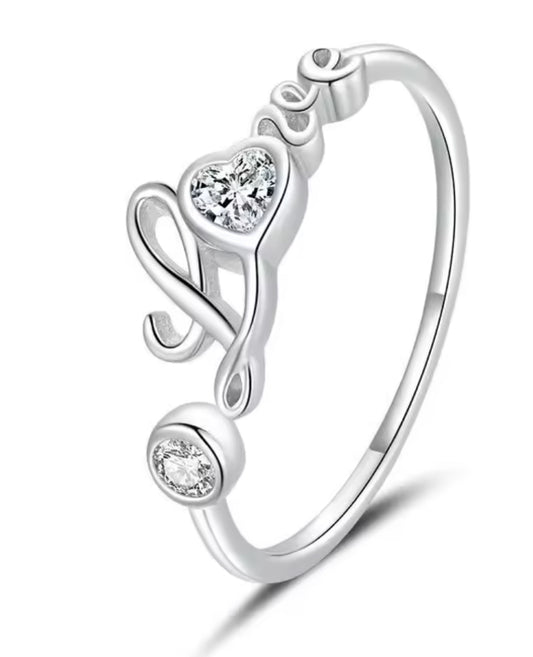 Anillo de Plata 925, con Zirconia, Ajustable