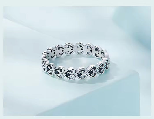Churumbela de Plata 925 con Zirconia Negra, modelo Corazón