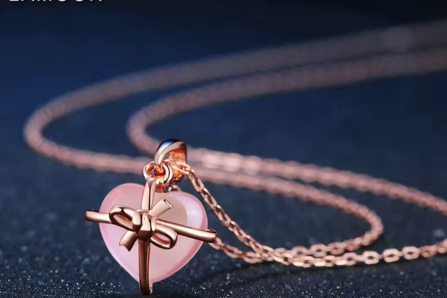 Cadena con Dije de Plata 925 bañada en Oro Rosa con Cuarzo Rosa