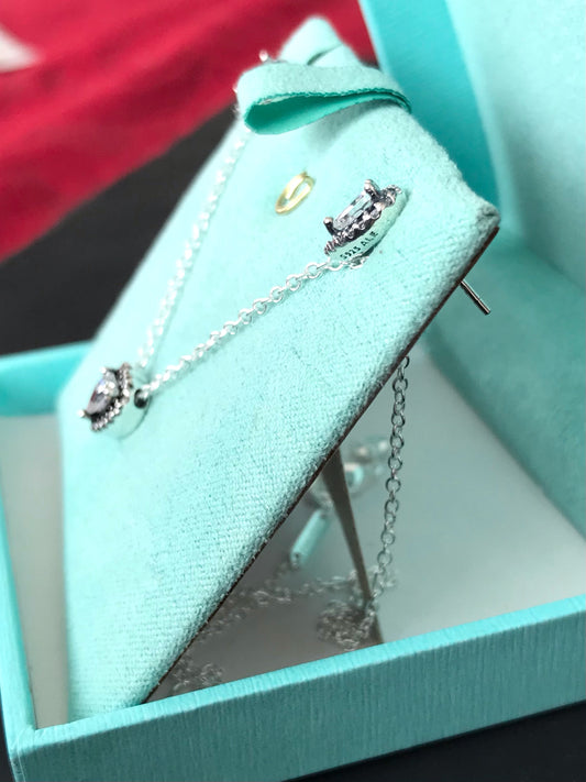 Juego de Collar y Aretes de Plata 925, modelo Corazón