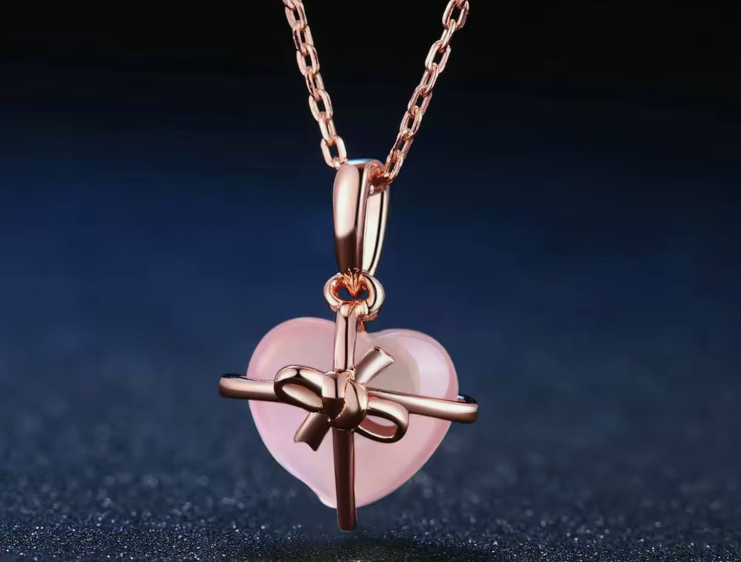 Cadena con Dije de Plata 925 bañada en Oro Rosa con Cuarzo Rosa