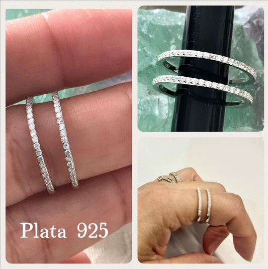 Argolla Doble de Plata 925 con Zirconias