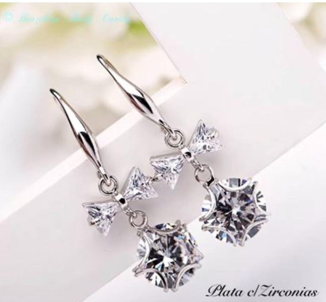 Aretes de Plata 925 con Zirconias