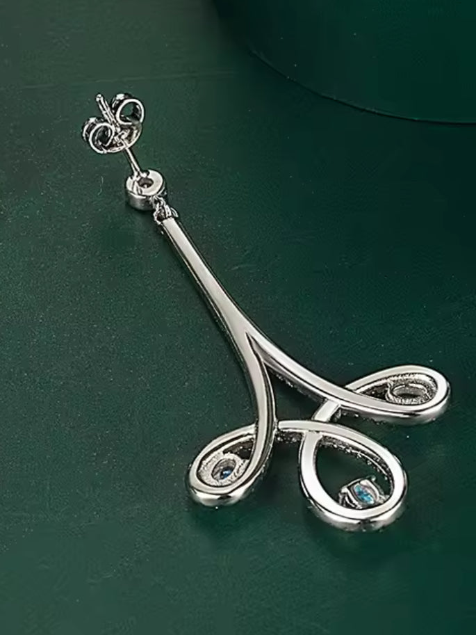 Aretes Colgantes de Plata 925 con Zirconias