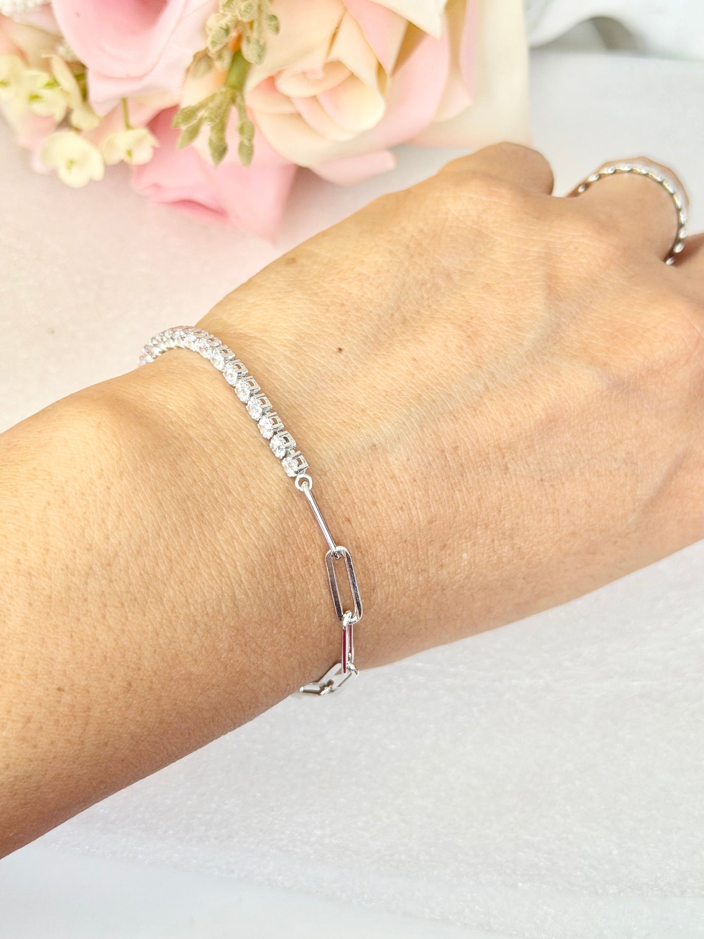 Pulsera de Plata 925 con Zirconias, Tipo Clip