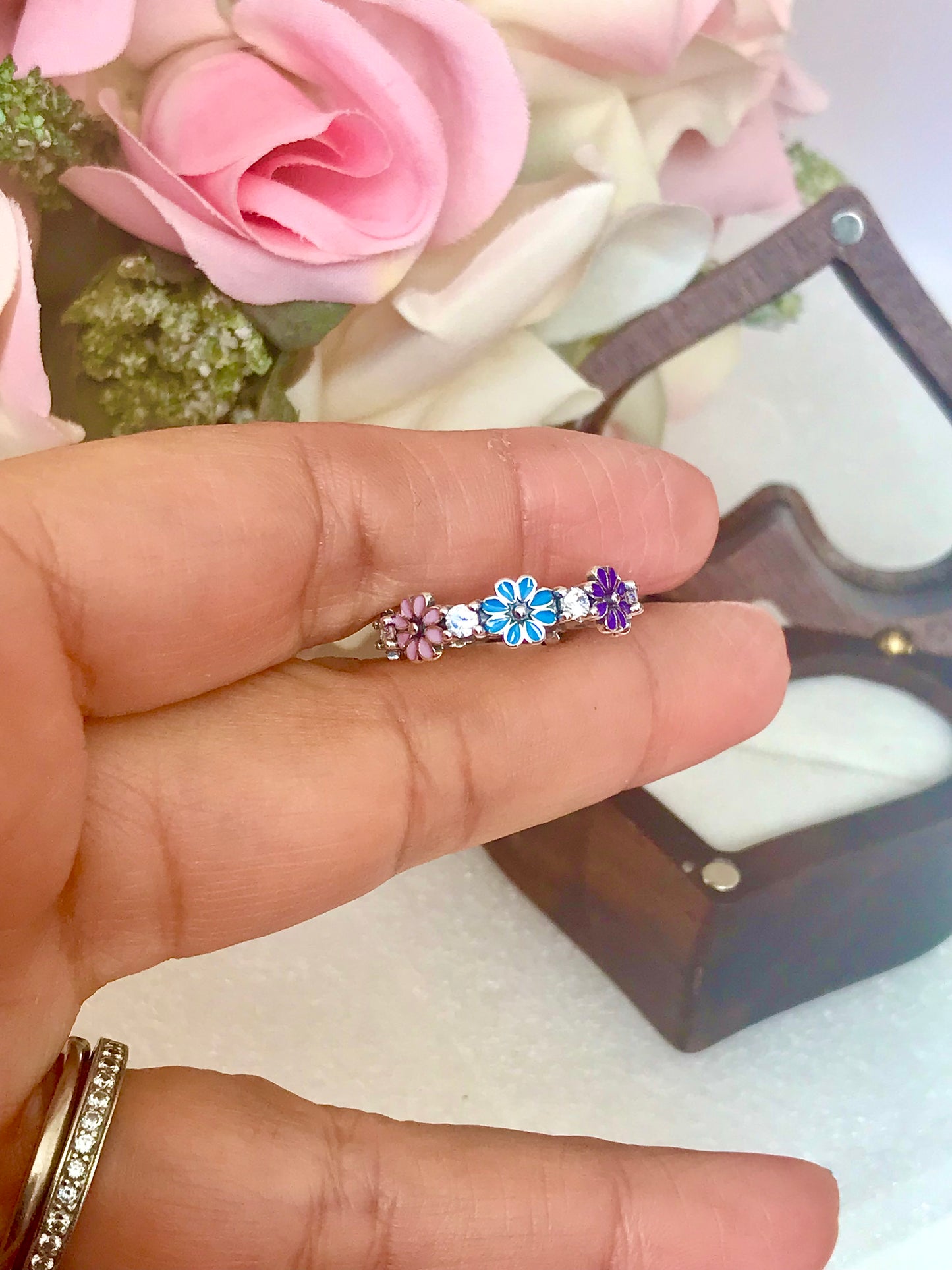 Argolla de Plata 925 Esmaltada con Zirconias