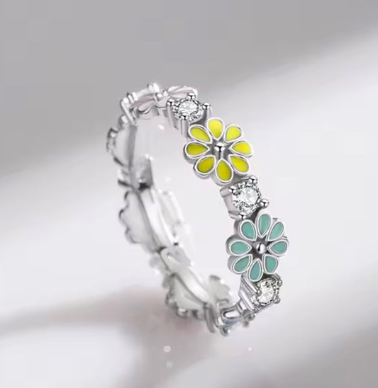 Argolla de Plata 925 Esmaltada con Zirconias
