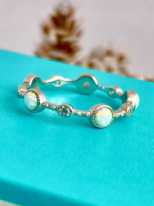 Churumbela de Plata 925 con Ópalo Natural y Zirconias