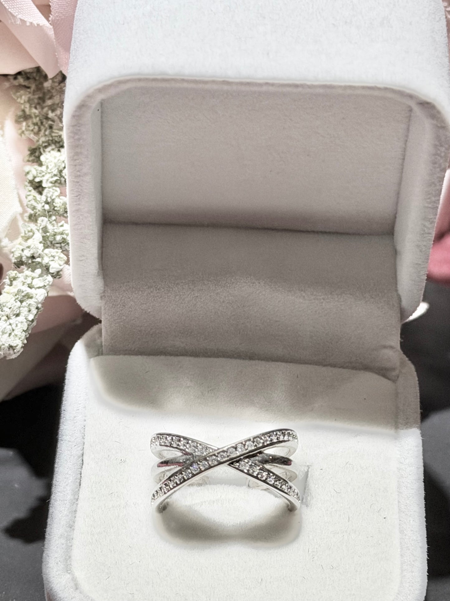 Anillo de Plata 925 con Zirconias, Ajustable