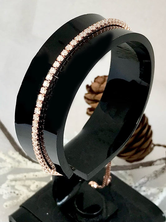 Pulsera modelo Tennis de Plata 925 bañada en Oro Rosa