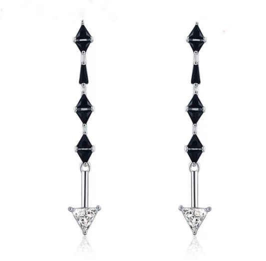 Aretes de Plata 925 con Espinela Negra y Zirconias
