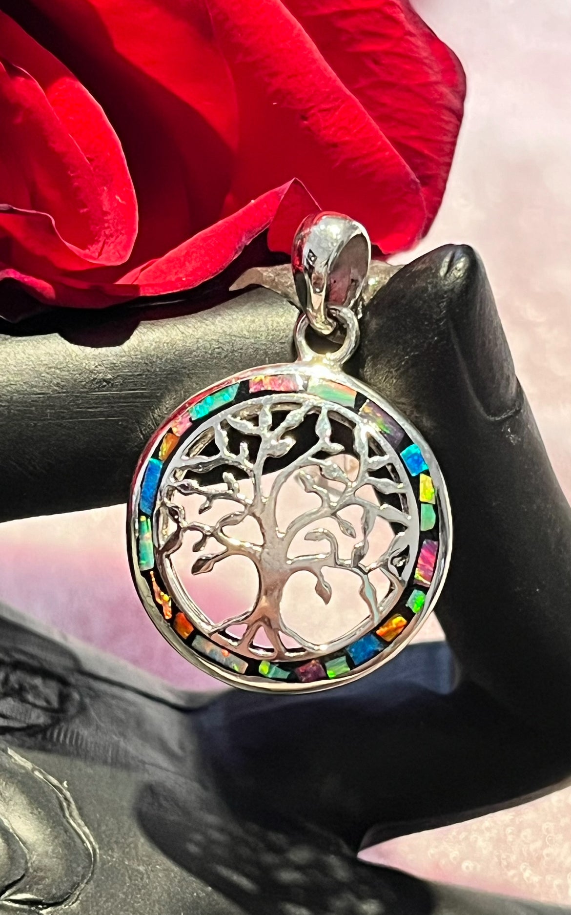 Dije y Cadena de Plata 925 con Ópalo Natural