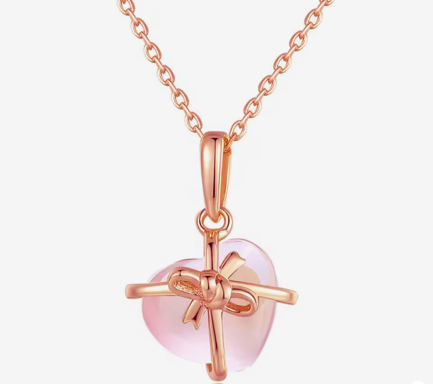 Cadena con Dije de Plata 925 bañada en Oro Rosa con Cuarzo Rosa
