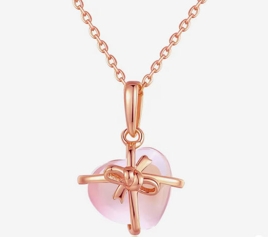 Cadena con Dije de Plata 925 bañada en Oro Rosa con Cuarzo Rosa