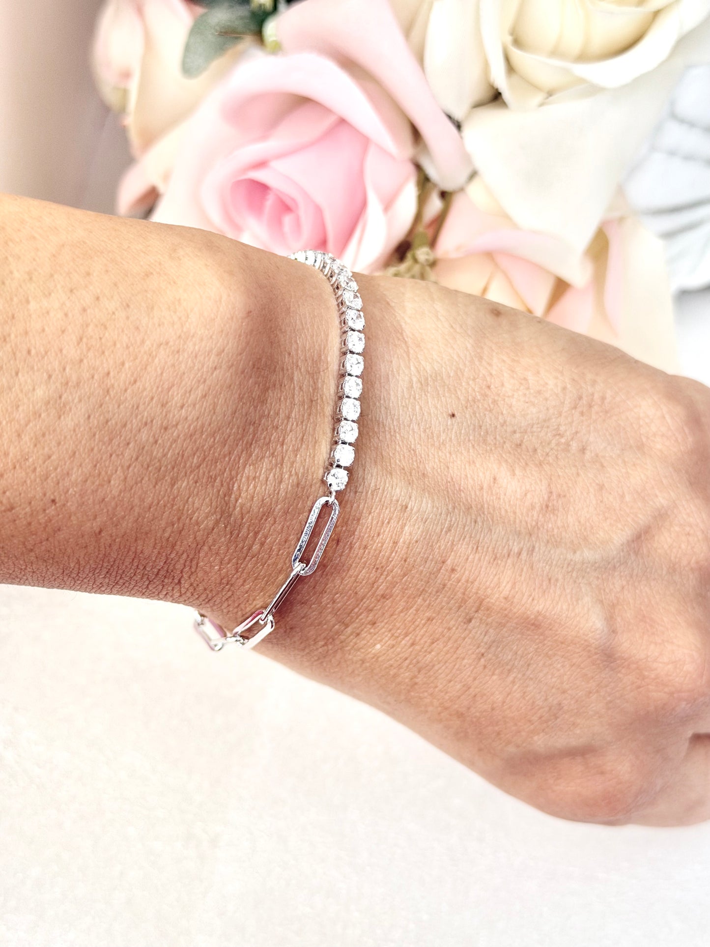 Pulsera de Plata 925 con Zirconias, Tipo Clip