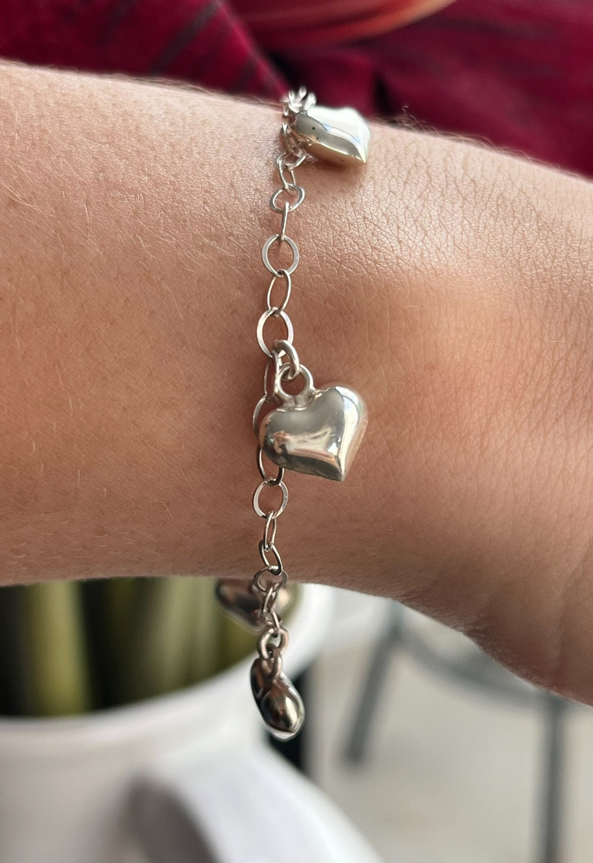 Pulsera de Plata 925 con dijes de Corazón