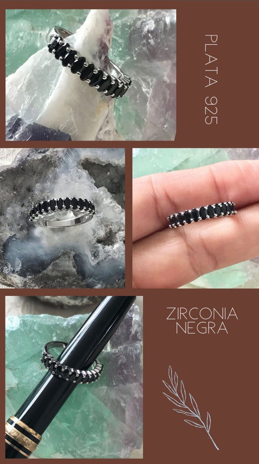 Churumbela (1/2) de Plata 925, con Zirconias Negras