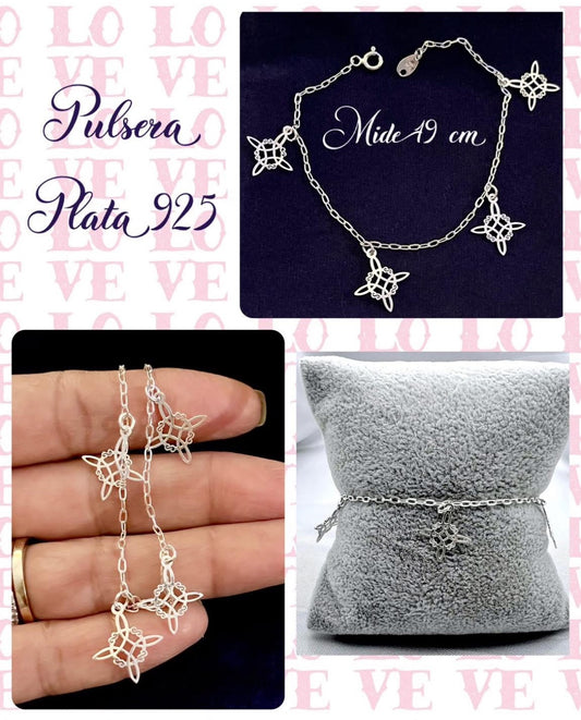 Pulsera de Plata 925 con Dijes de Nudo de Bruja