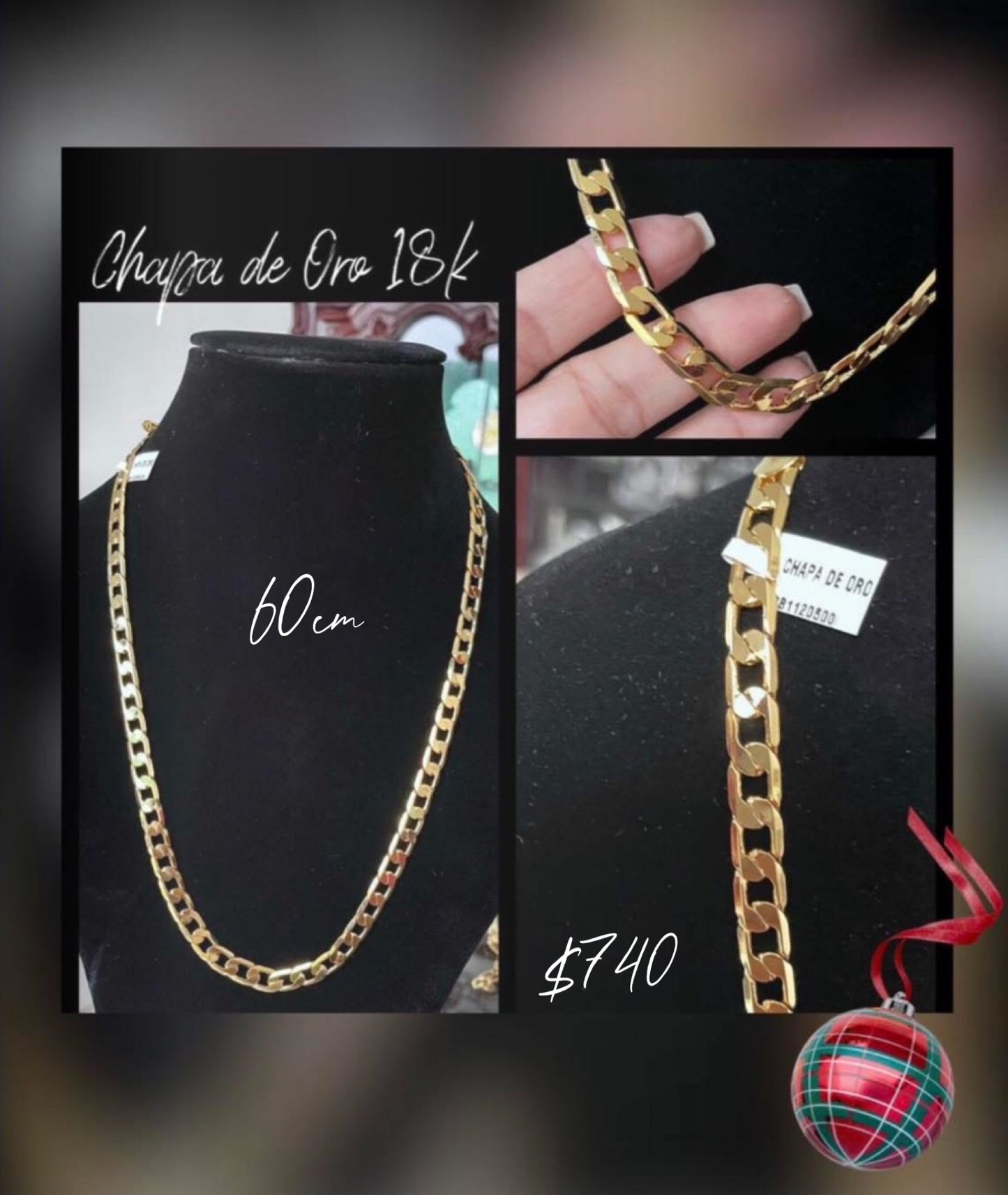 Cadena en Chapa de Oro 18k, 60 cm