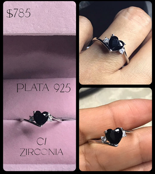 Anillo de Plata 925 con Zirconia 🖤 color Negro