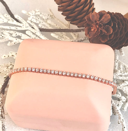 Pulsera modelo Tennis de Plata 925 bañada en Oro Rosa