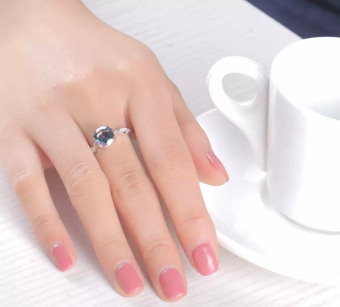 Anillo de Plata 925 con Topacio Místico