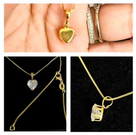 Dije y Cadena en Chapa de Oro 18k con Zirconia