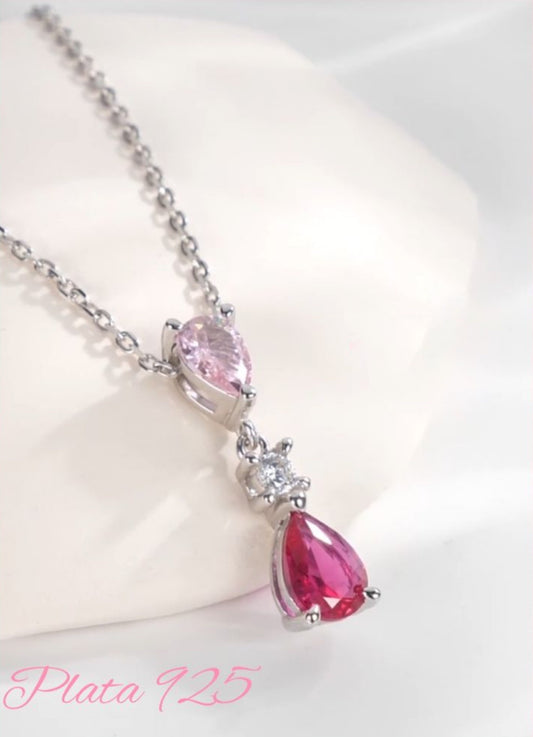 Collar de Plata 925, con Zirconias, modelo Gota