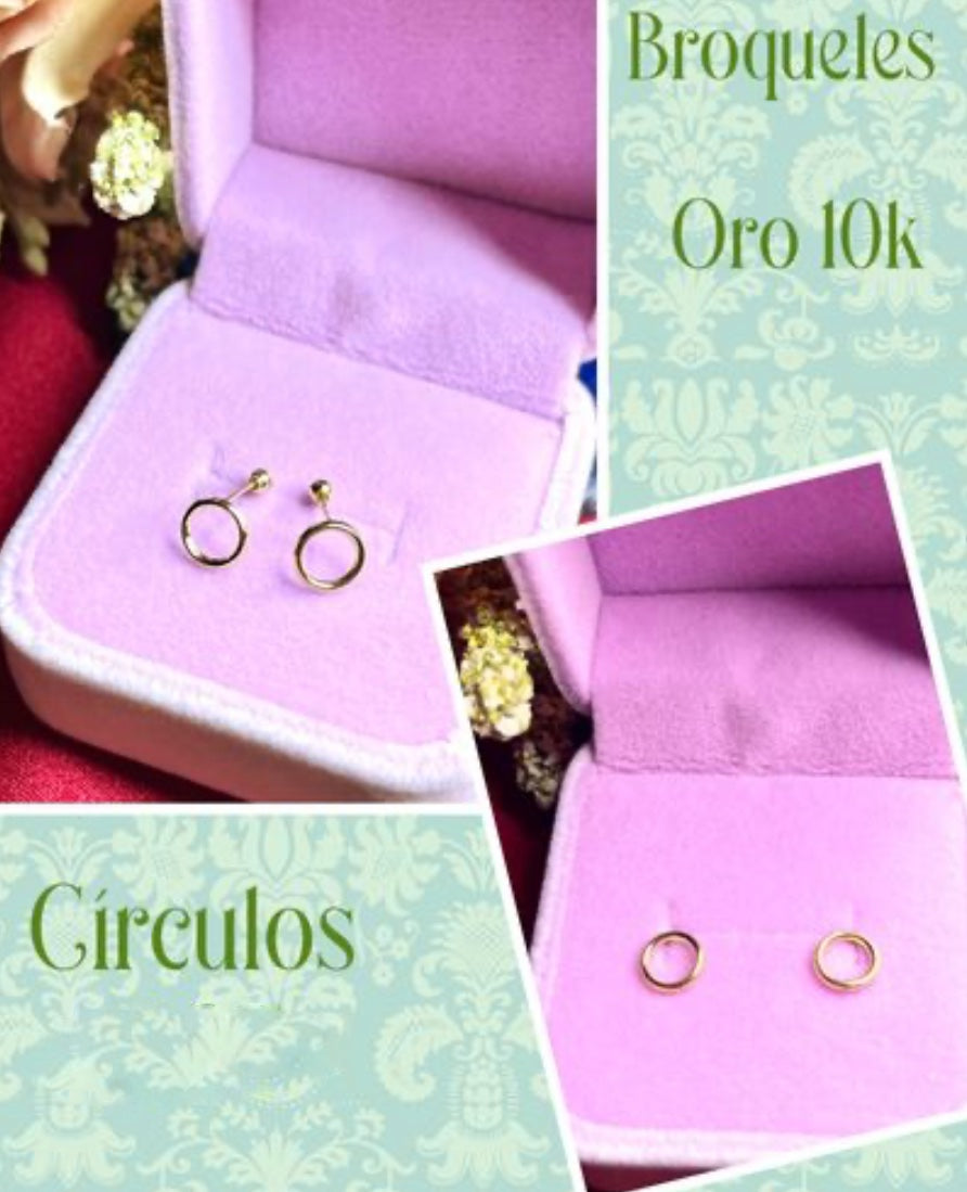 Broqueles de Oro 10k modelo Círculo