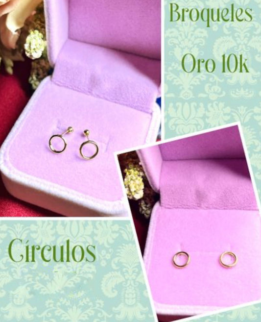 Broqueles de Oro 10k modelo Círculo