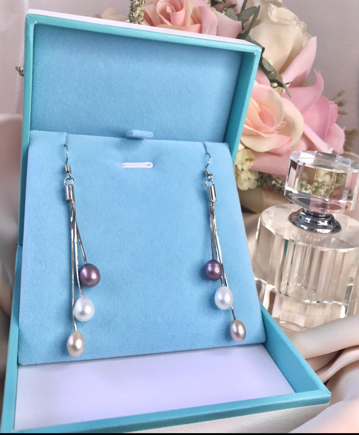Aretes de Plata 925 con Perlas Cultivadas modelo Colgante