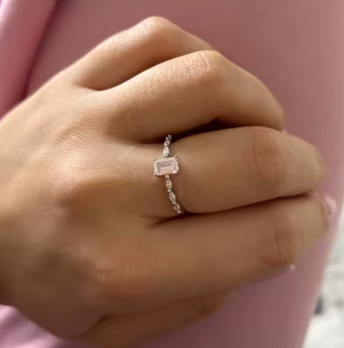 Anillo de Plata 925 con Zirconia corte Baguette