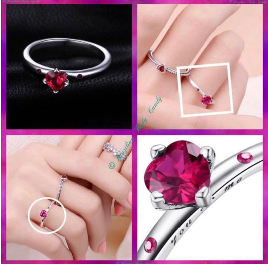 Anillo de Plata 925 con Zirconia modelo Corazón GRABADO “Tu y Yo”