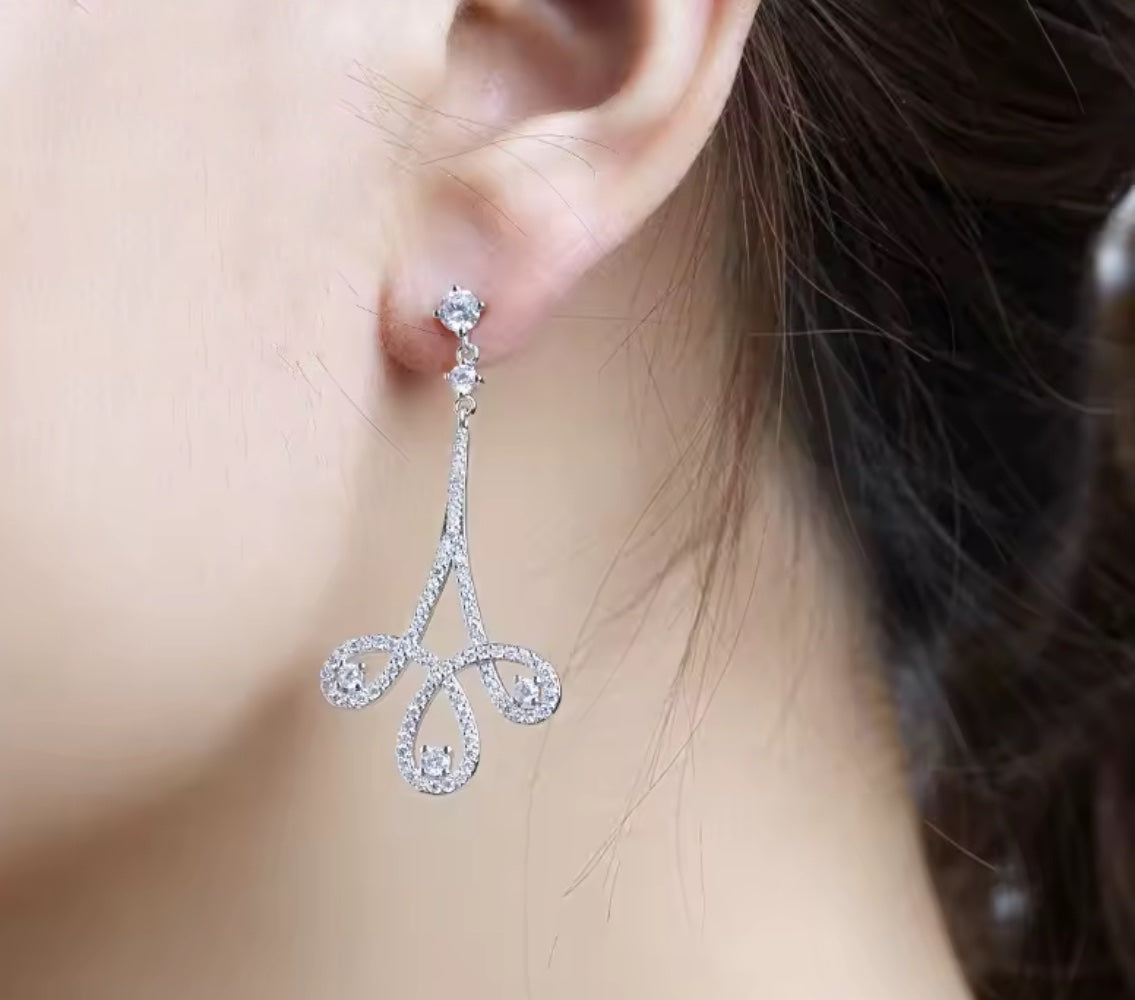 Aretes Colgantes de Plata 925 con Zirconias