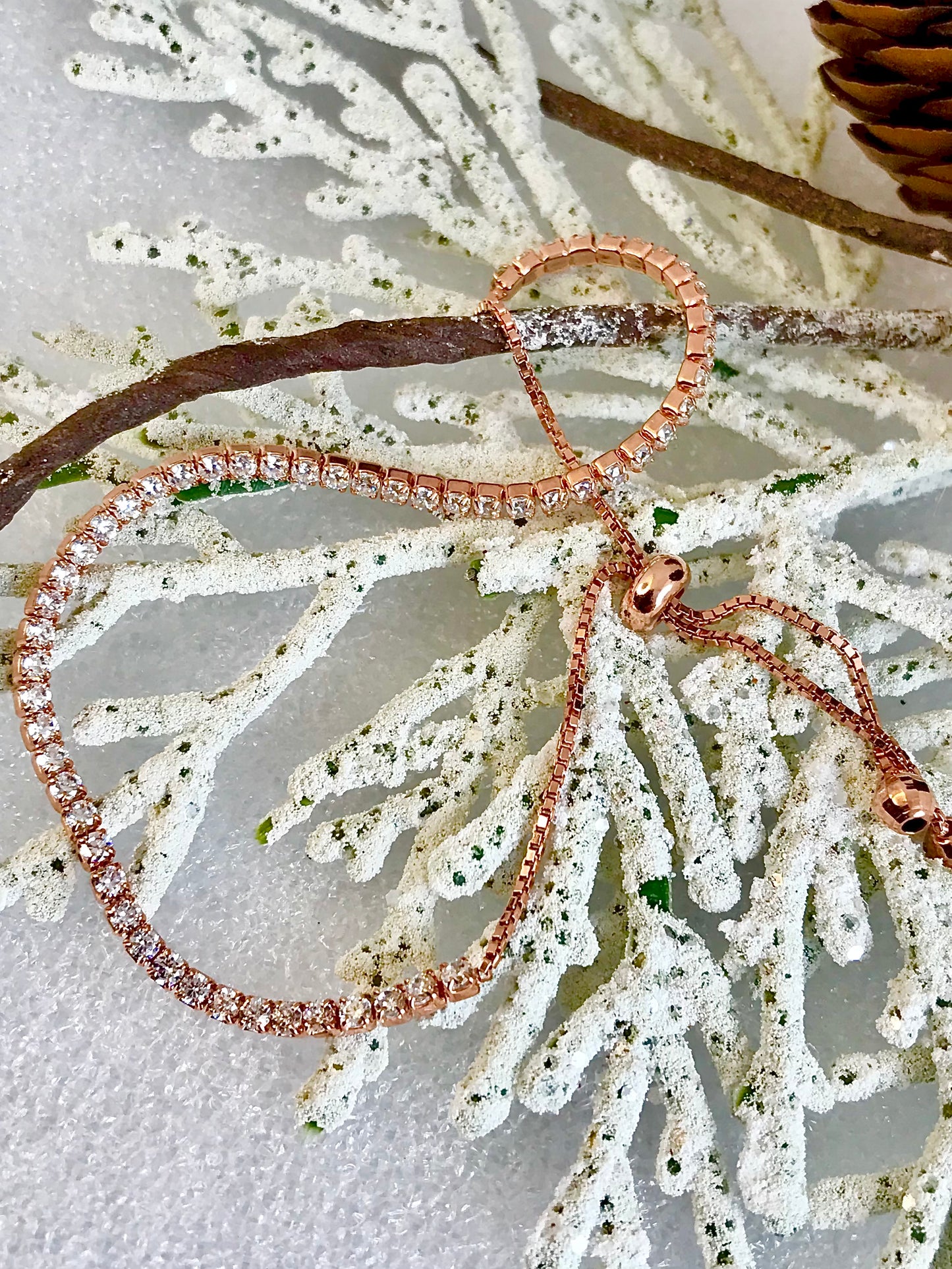 Pulsera modelo Tennis de Plata 925 bañada en Oro Rosa