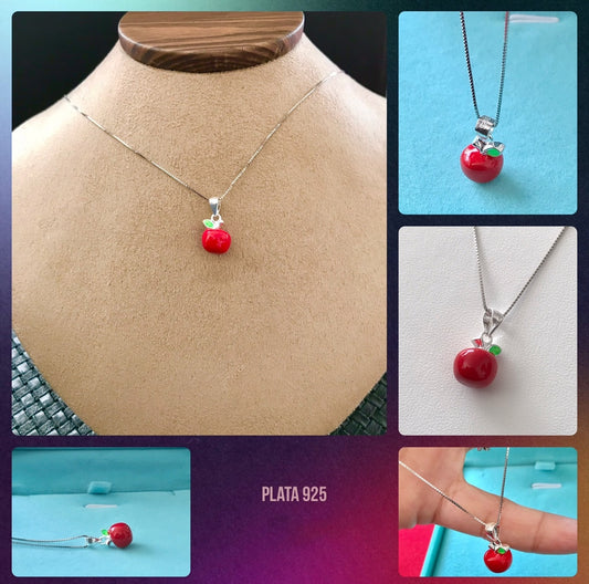 Dije y Cadena de Plata 925 modelo Manzana