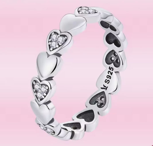 Churumbela de Plata 925 con Zirconias, modelo Corazón