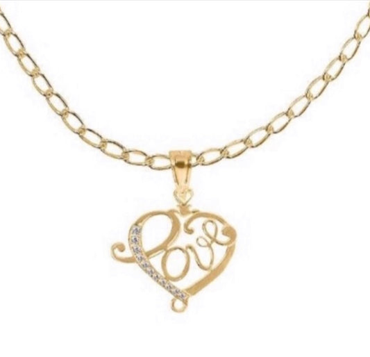 Cadena y Dije de Plata 925 con Zirconias, bañados en Oro de 18k