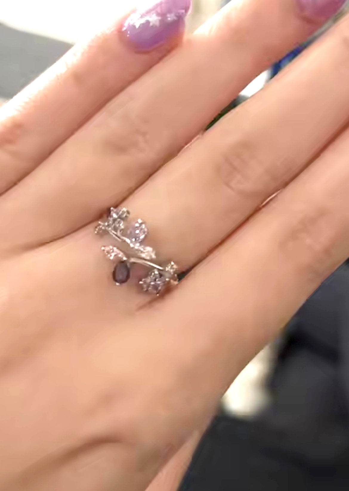 Anillo de Plata 925 con Zirconias, Ajustable