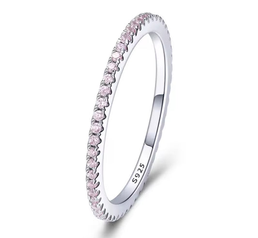 Churumbela de Plata 925 con Zirconias color Rosa