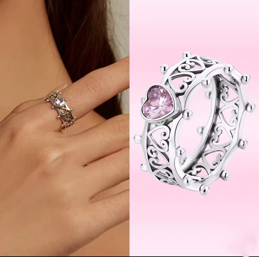 Argolla de Plata 925 con Zirconia modelo Corazón