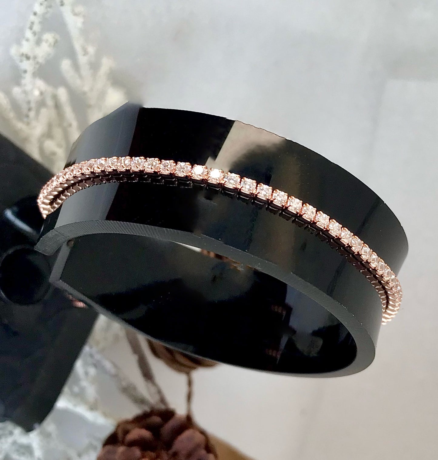 Pulsera modelo Tennis de Plata 925 bañada en Oro Rosa