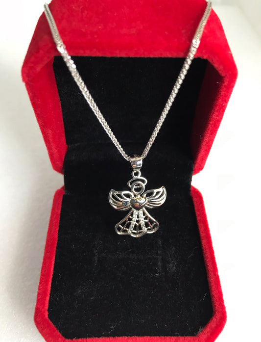 Dije y Cadena de Plata 925 modelo Ángel