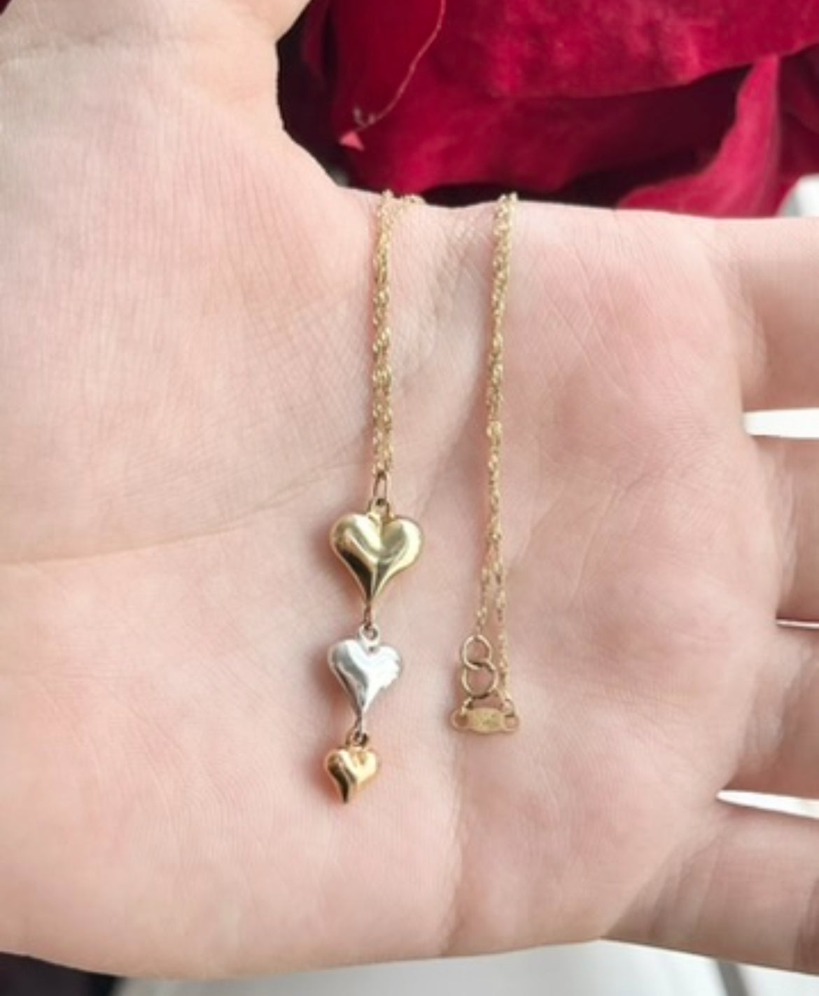 Cadena de Oro de 10k con tres Oros- Blanco, Amarillo, y Rosa